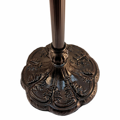 Brown Floor Lamp w/ Green & Brown Tiffany Glass Bowl Shade