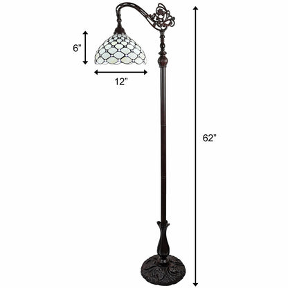 Brown Floor Lamp w/ White Stained Glass Bowl Shade