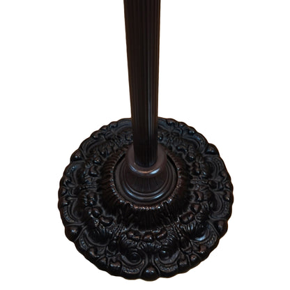 Brown Floor Lamp w/ Red Yellow & Brown Dragonfly Stained Glass Shade