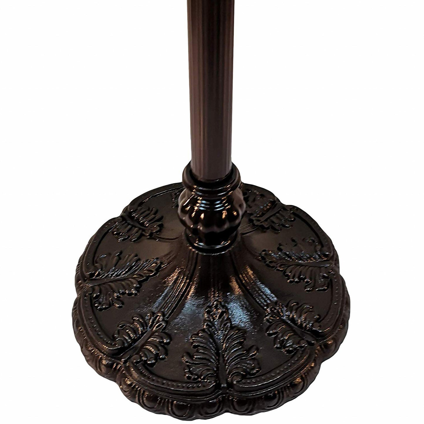 Brown Floor Lamp w/ White Stained Glass Bowl Shade