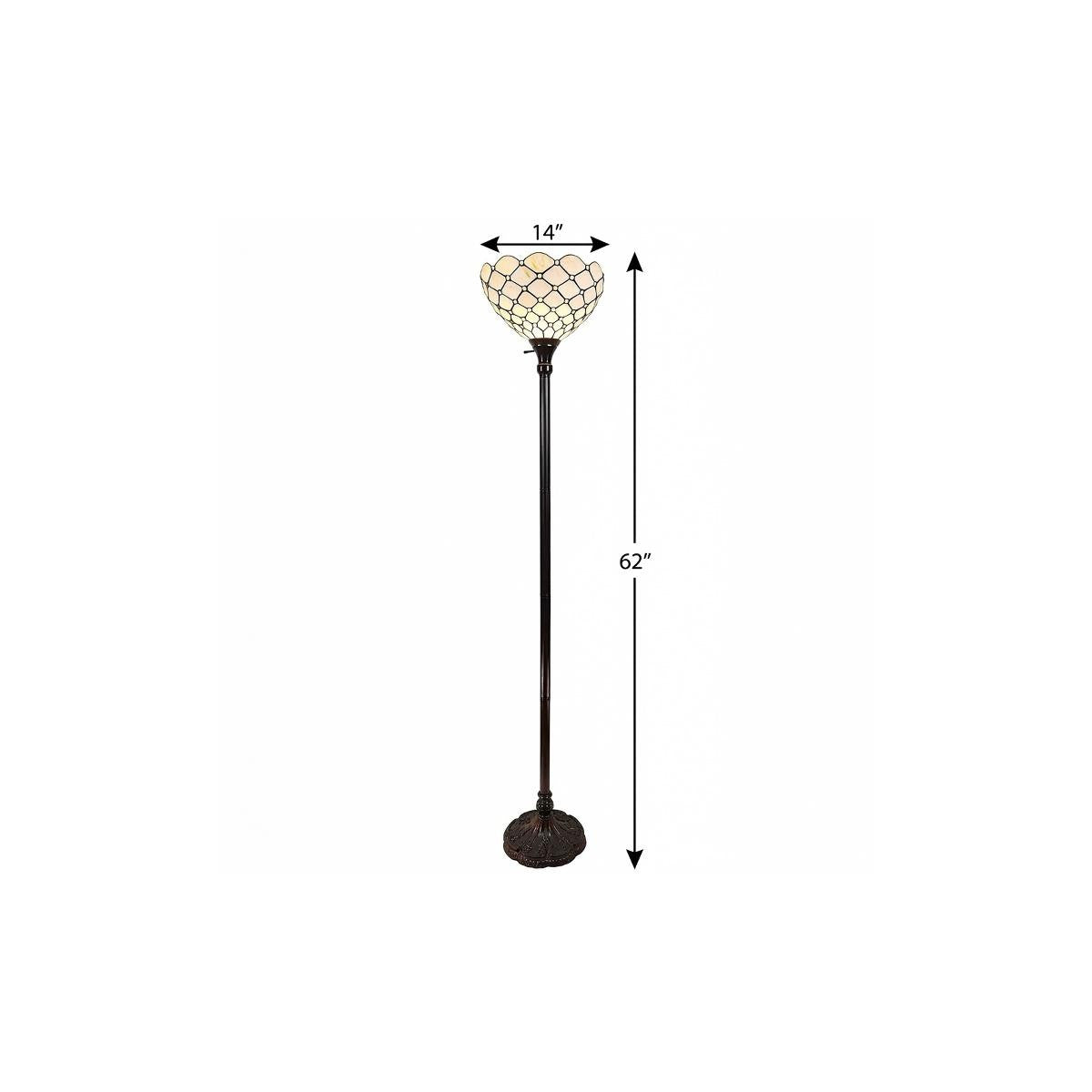 Brown Floor Lamp w/ White Stained Glass Bowl Shade