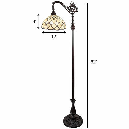 Brown Floor Lamp w/ White Stained Glass Bowl Shade