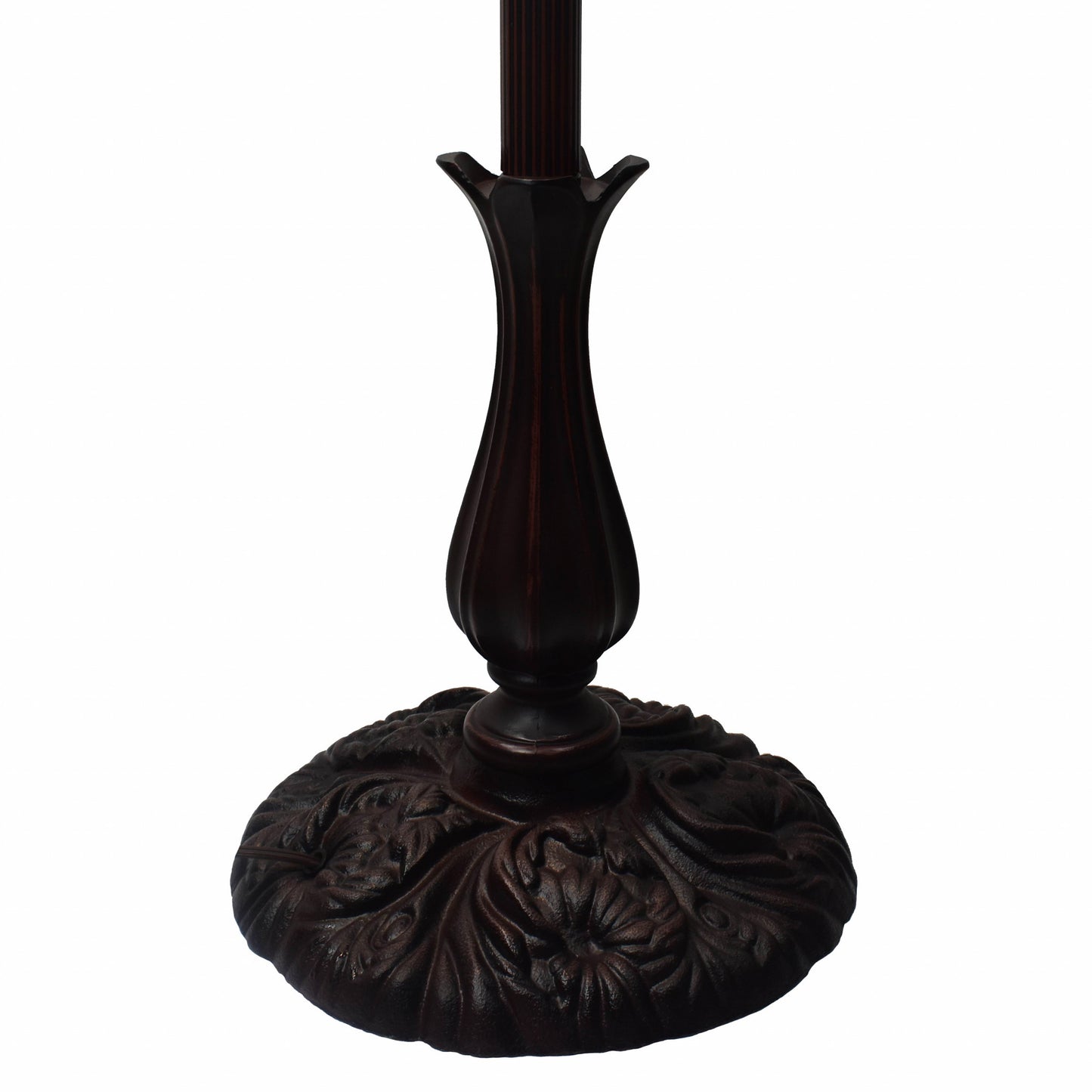 Brown Floor Lamp w/ White Stained Glass Bowl Shade