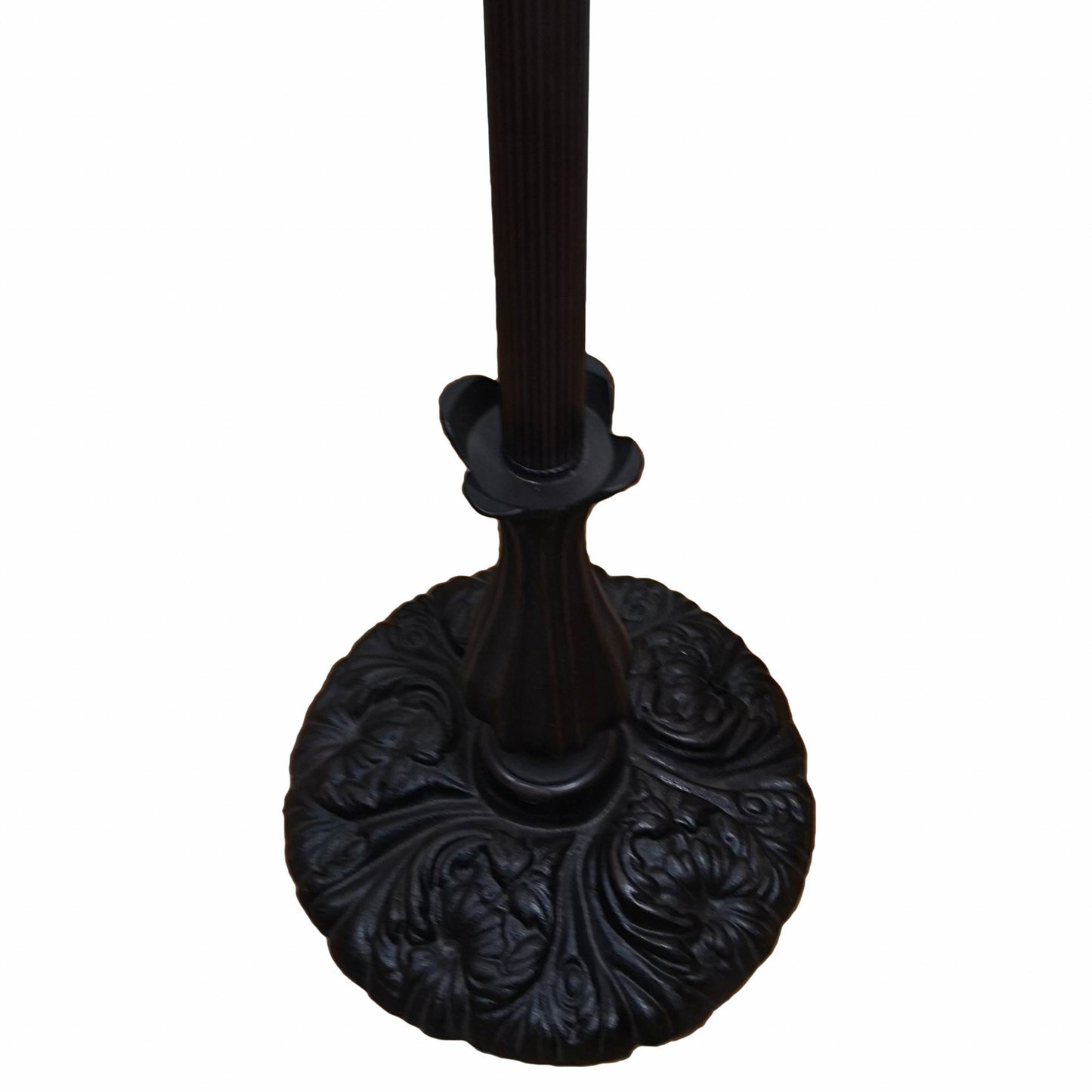 Brown Floor Lamp w/ White Stained Glass Bowl Shade