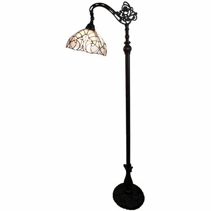 Brown Floor Lamp w/ White Stained Glass Bowl Shade