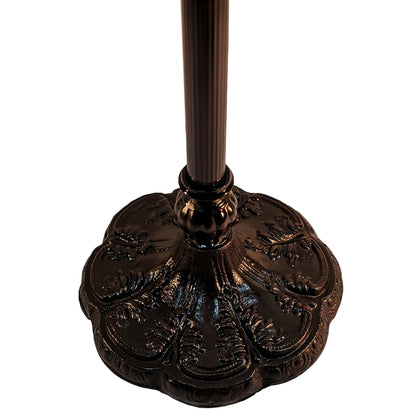 Brown Floor Lamp w/ White Peacock Feather Stained Glass Shade