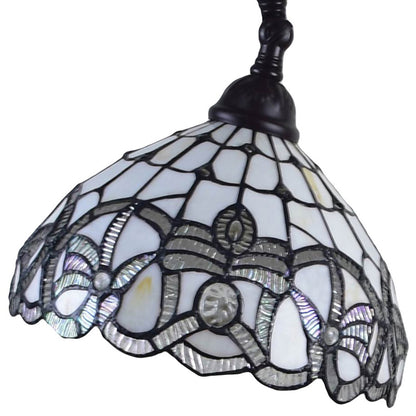 Brown Floor Lamp w/ White Stained Glass Bowl Shade