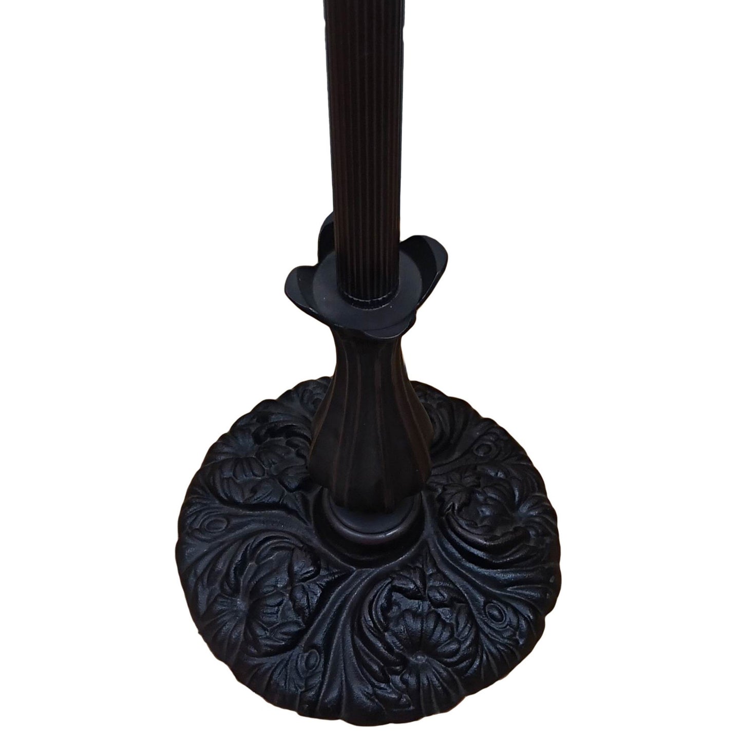 Brown Floor Lamp w/ White Stained Glass Bowl Shade