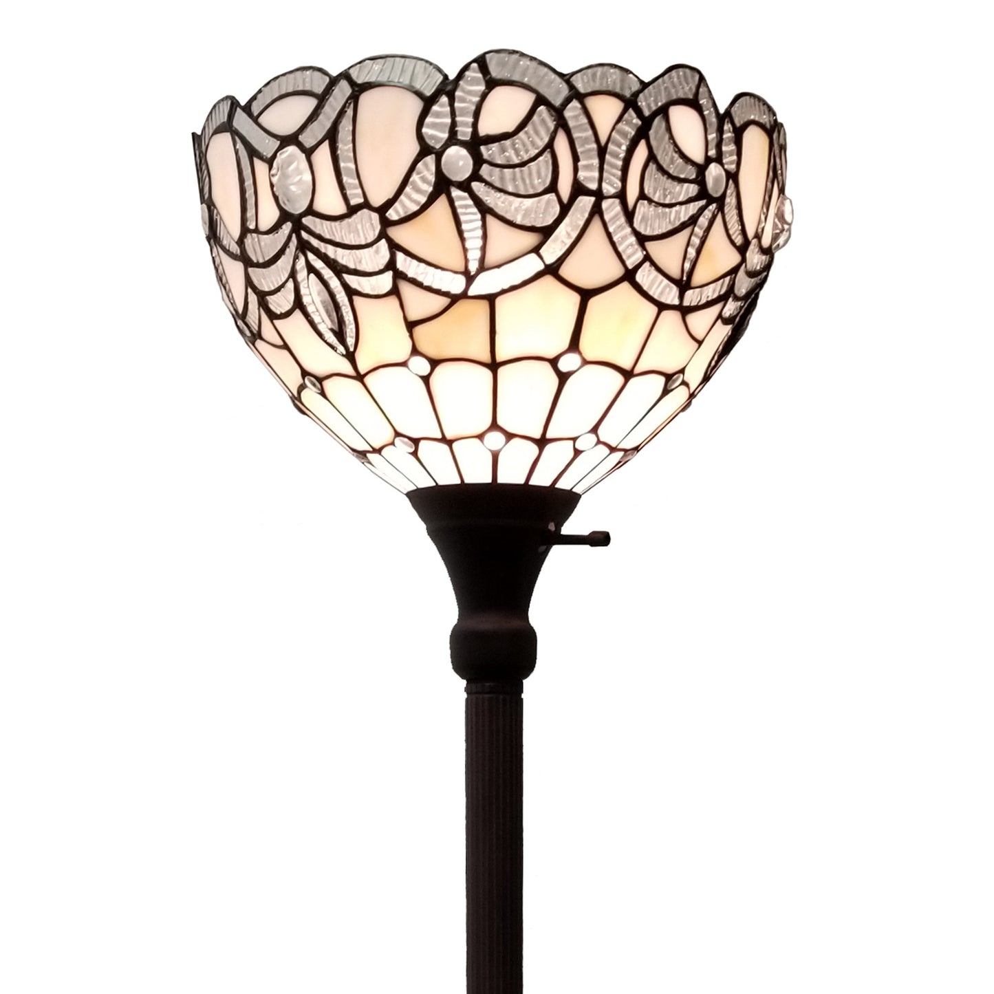 Brown Floor Lamp w/ Brown Stained Glass Bowl Shade