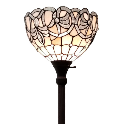 Brown Floor Lamp w/ Brown Stained Glass Bowl Shade