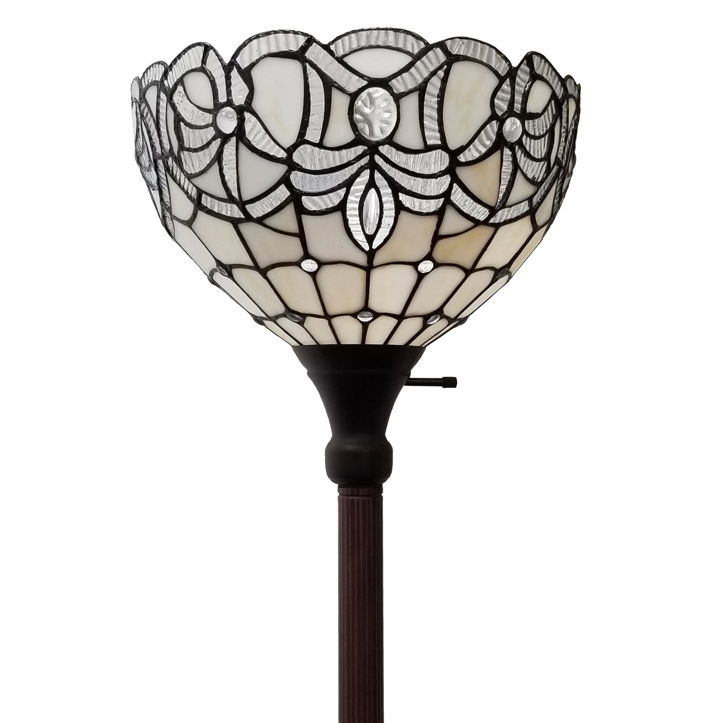 Brown Floor Lamp w/ Brown Stained Glass Bowl Shade