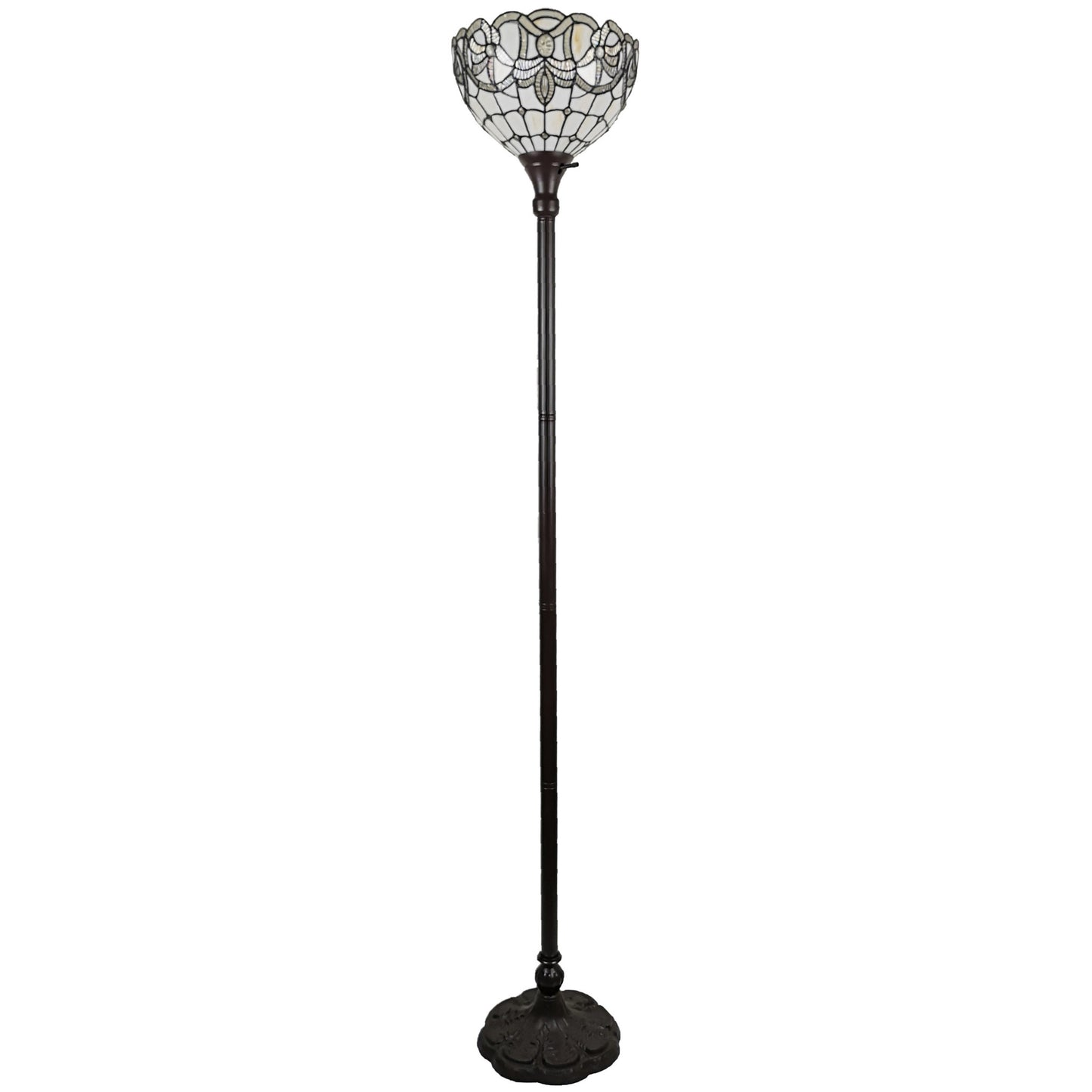 Brown Floor Lamp w/ Brown Stained Glass Bowl Shade
