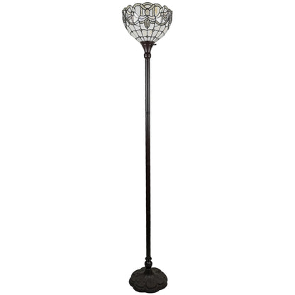 Brown Floor Lamp w/ Brown Stained Glass Bowl Shade