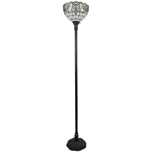 Brown Floor Lamp w/ Brown Stained Glass Bowl Shade
