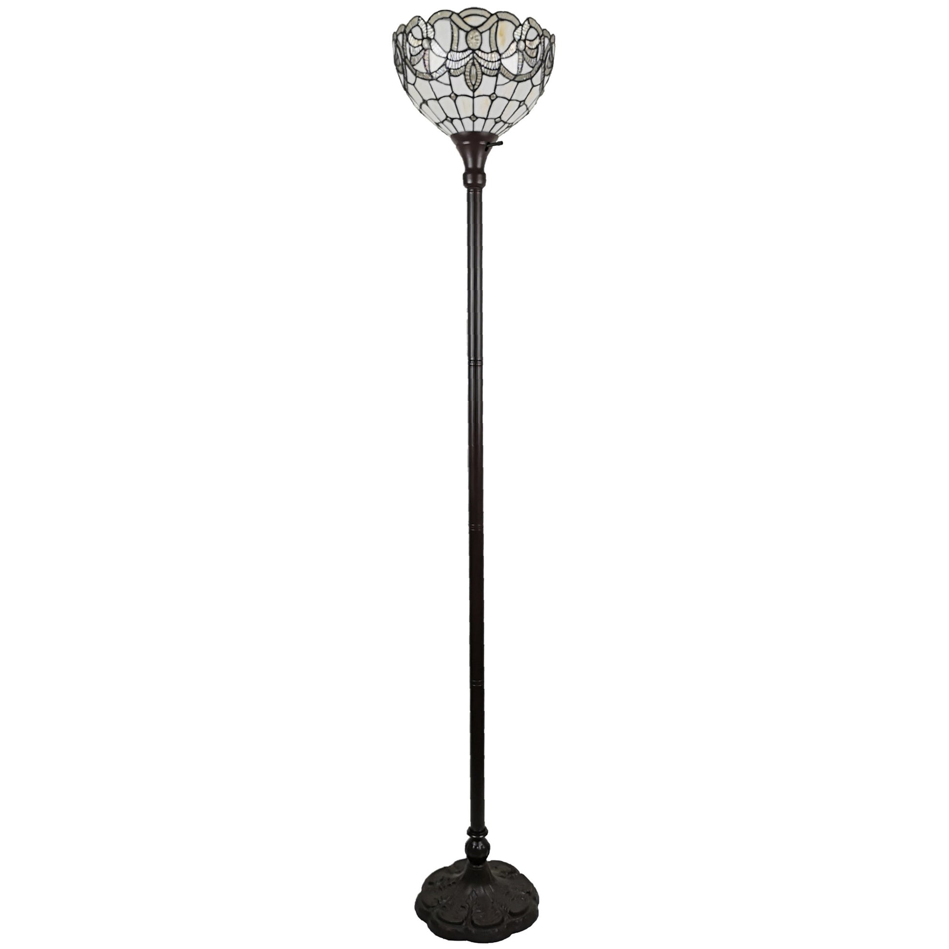 Brown Floor Lamp w/ Brown Stained Glass Bowl Shade