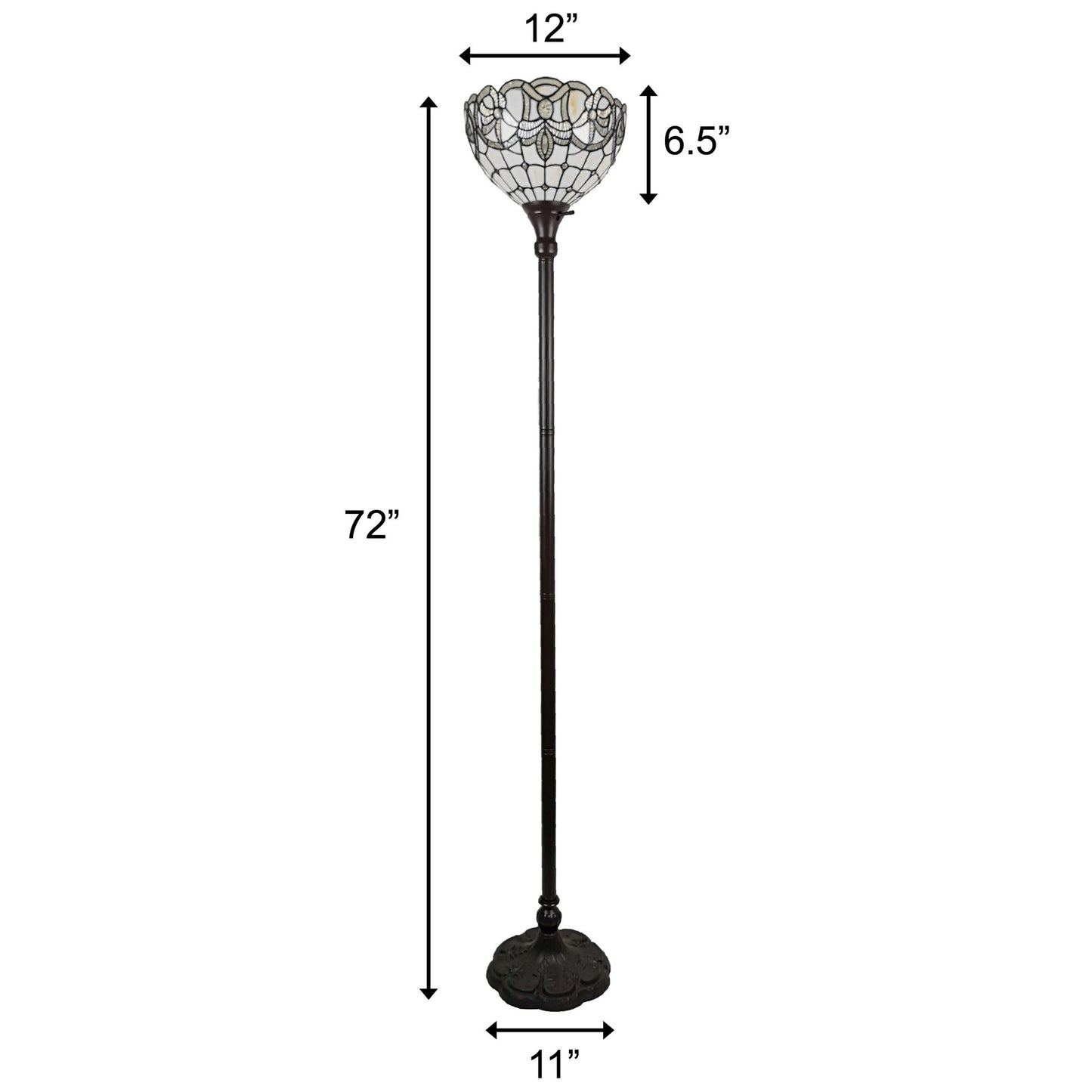Brown Floor Lamp w/ Brown Stained Glass Bowl Shade