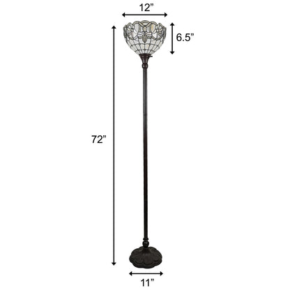 Brown Floor Lamp w/ Brown Stained Glass Bowl Shade