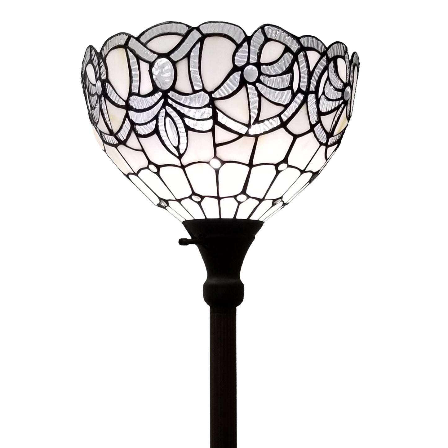 Brown Floor Lamp w/ Brown Stained Glass Bowl Shade