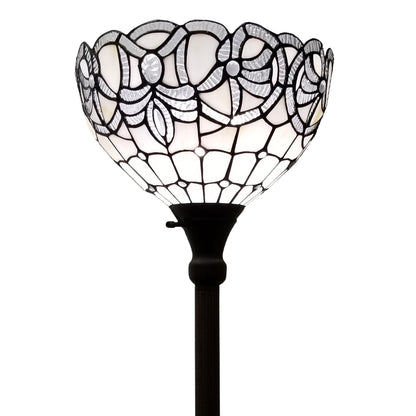 Brown Floor Lamp w/ Brown Stained Glass Bowl Shade