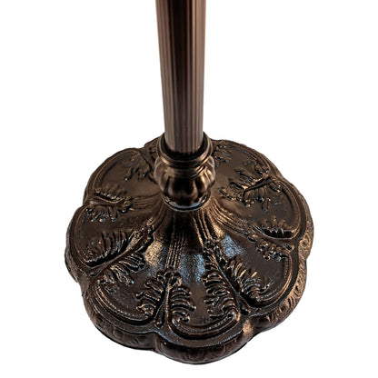 Brown 2-Light Floor Lamp w/ Brown & White Stained Glass Shade