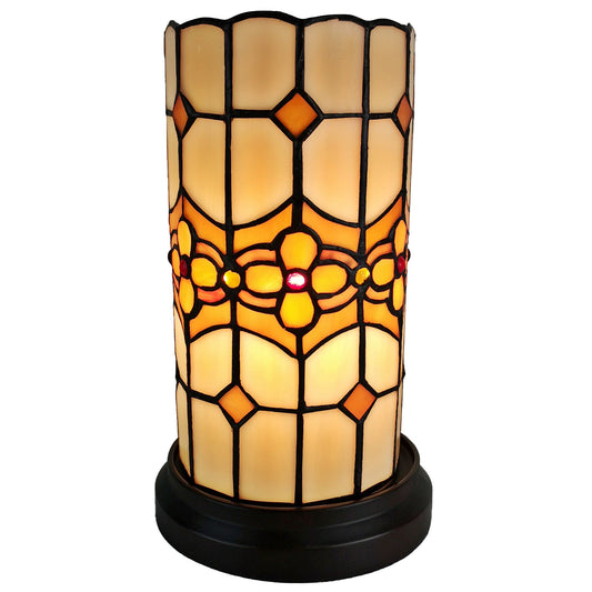 Brown & Beige Mosaic Tile Stained Glass Accent Lamp