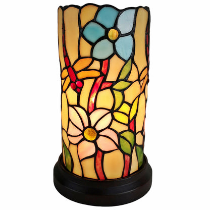 Red & Beige Dragonfly Stained Glass Accent Lamp
