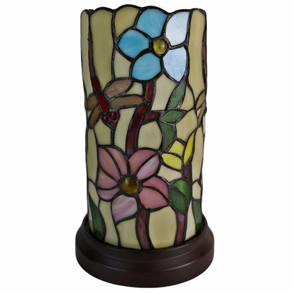 Red & Beige Dragonfly Stained Glass Accent Lamp