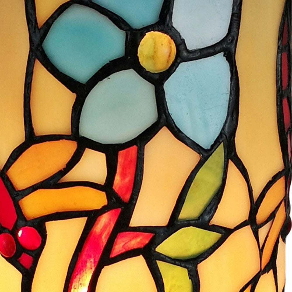 Red & Beige Dragonfly Stained Glass Accent Lamp