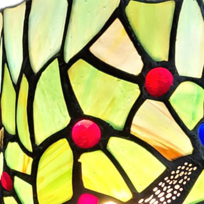 Green & Pink Dragonfly Stained Glass Accent Lamp
