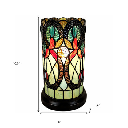 Beige & Orange Mosaic Tile Stained Glass Accent Lamp