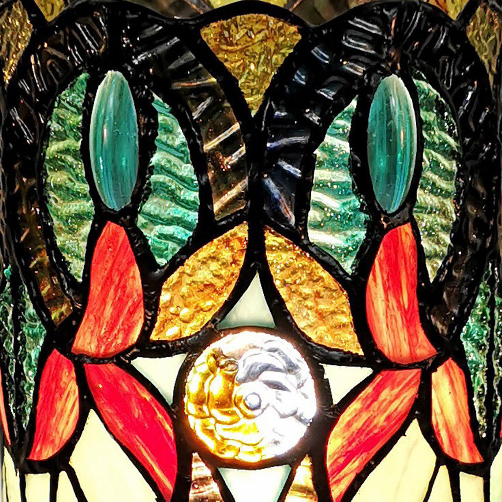 Beige & Orange Mosaic Tile Stained Glass Accent Lamp