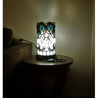 Beige & Orange Mosaic Tile Stained Glass Accent Lamp