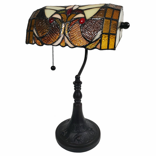 Dark Brown Candlestick Table Lamp w/ Beige Shade