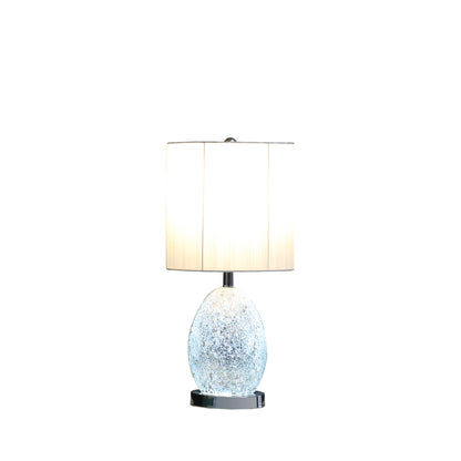 White Luster Mirrored Glass Table Lamp w/ Night Light