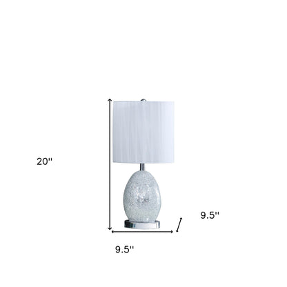 White Luster Mirrored Glass Table Lamp w/ Night Light
