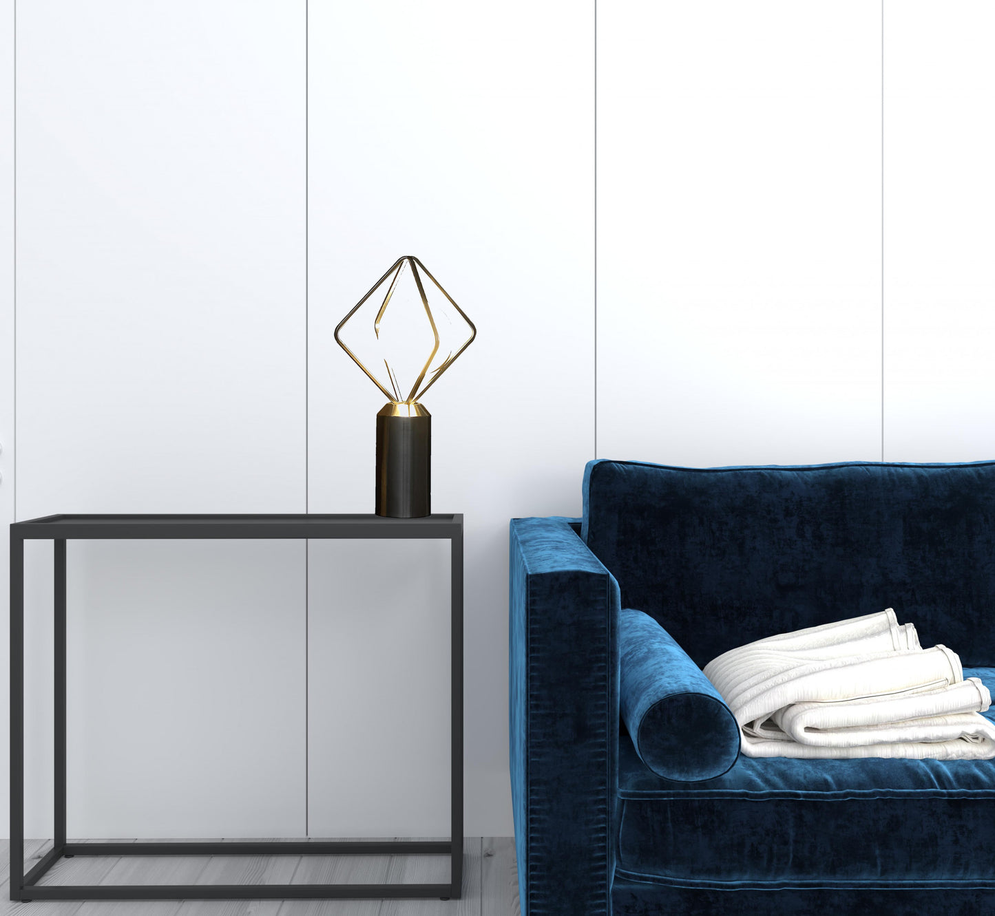 Silver Geometric Pedestal Contemporary Table or Desk Lamp