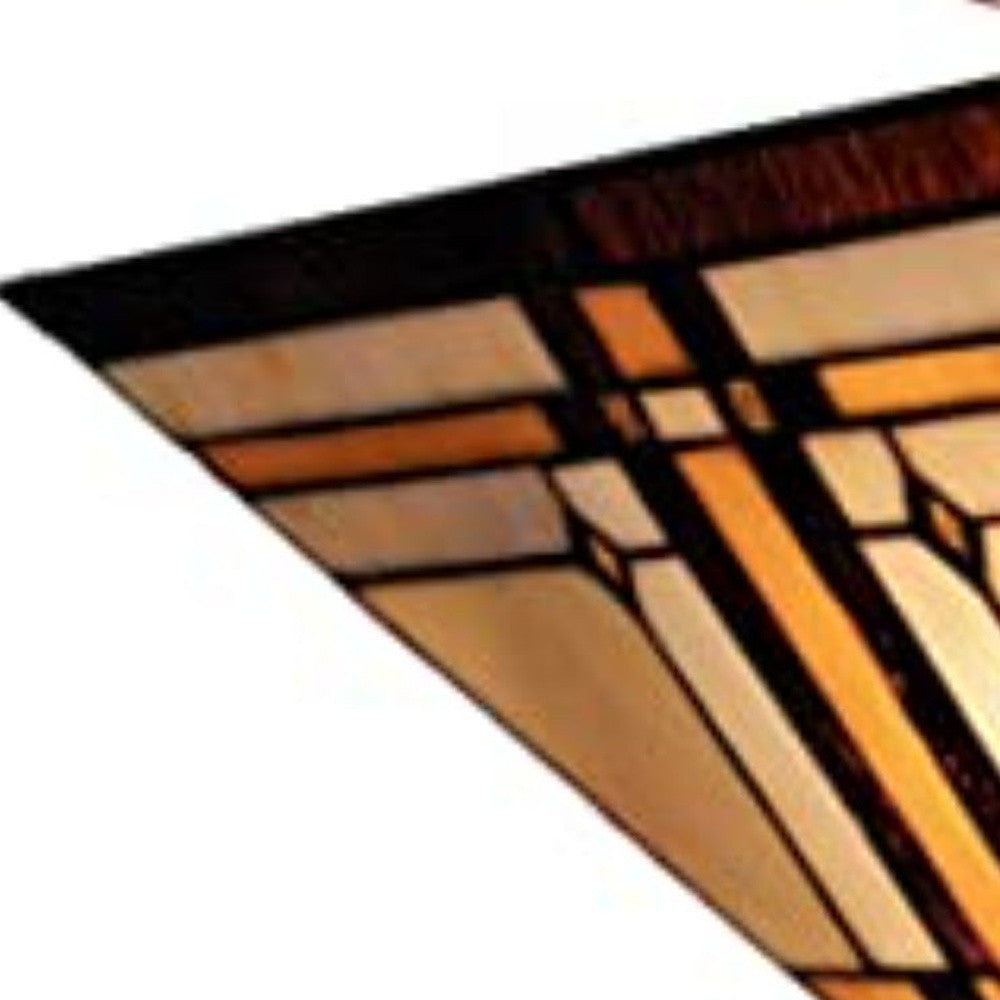Brown & Amber Tiffany Style Mission Semi Flush Dimmable Ceiling Light