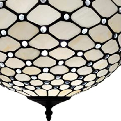 Black & White Tiffany Style 2 Light Semi Flush Ceiling Lamp