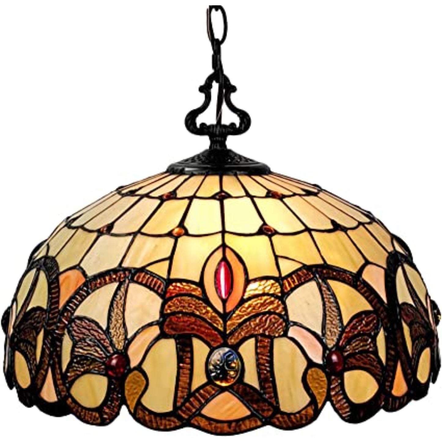 Tiffany Style Stained Glass 2 Light Glass Dimmable Ceiling Light