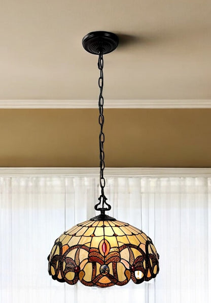 Tiffany Style Stained Glass 2 Light Glass Dimmable Ceiling Light