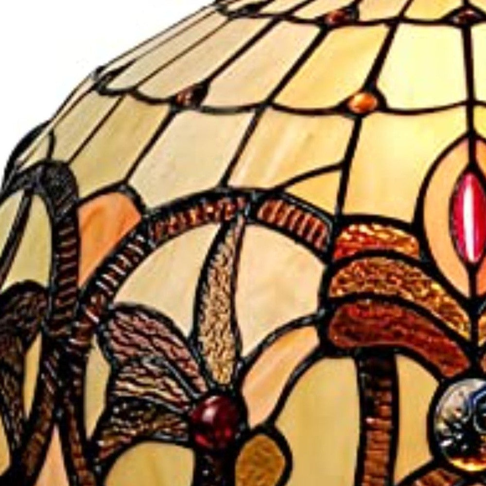 Tiffany Style Stained Glass 2 Light Glass Dimmable Ceiling Light