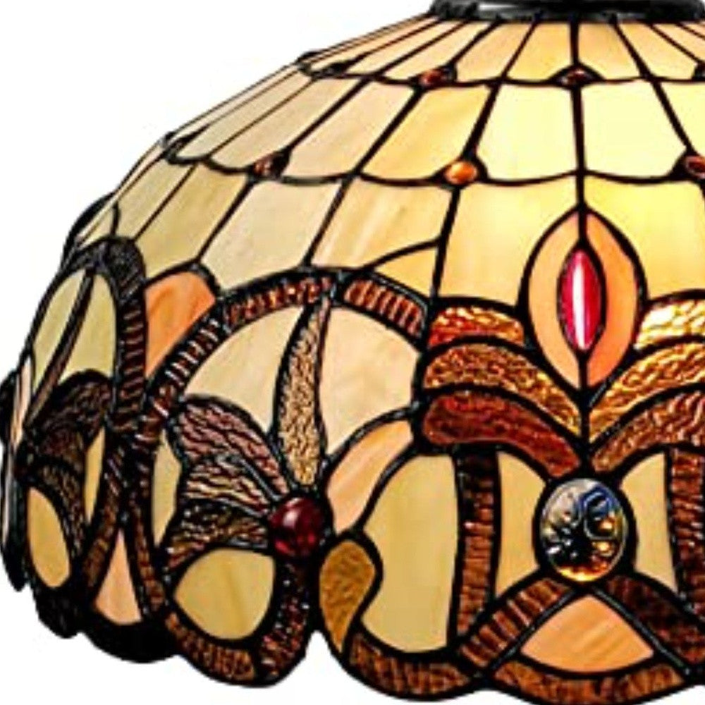 Tiffany Style Stained Glass 2 Light Glass Dimmable Ceiling Light