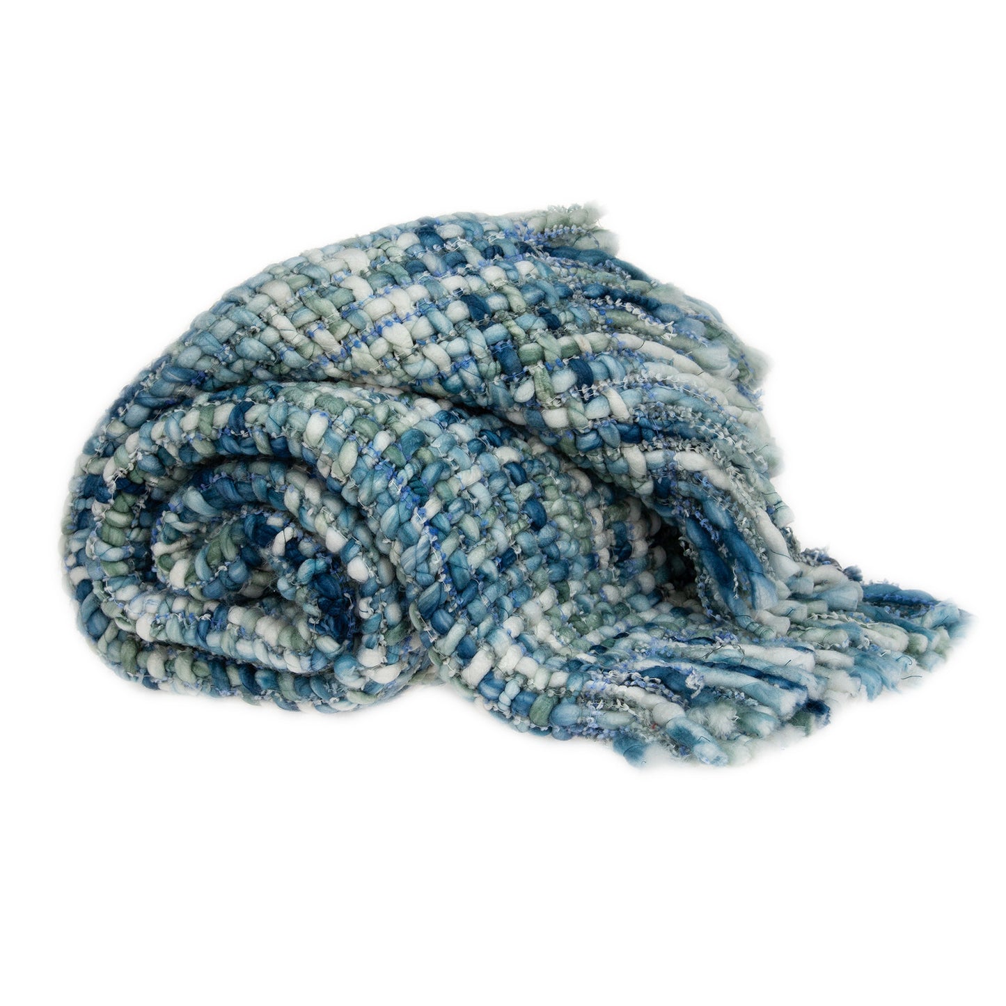 Blue & Green Woven Throw w/ Tassels