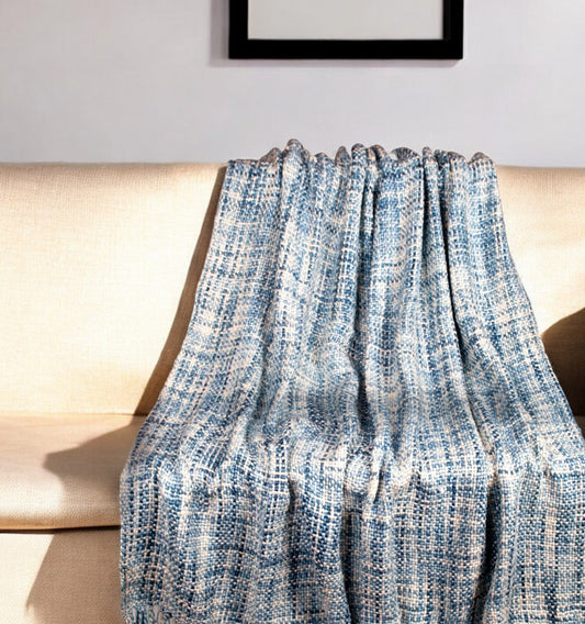 Blue & Green Woven Throw w/ Tassels