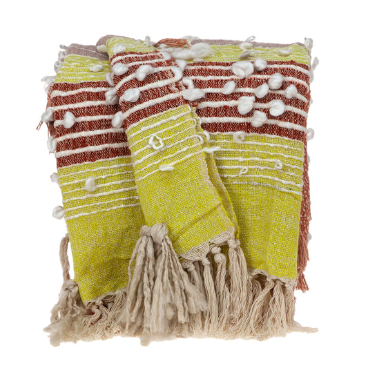 Burnt Orange & Yellow Reversible Woven Throw