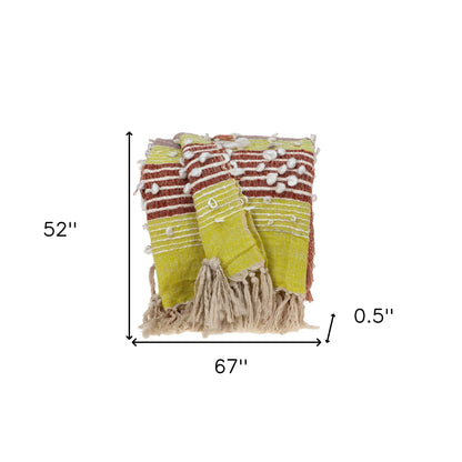 Burnt Orange & Yellow Reversible Woven Throw