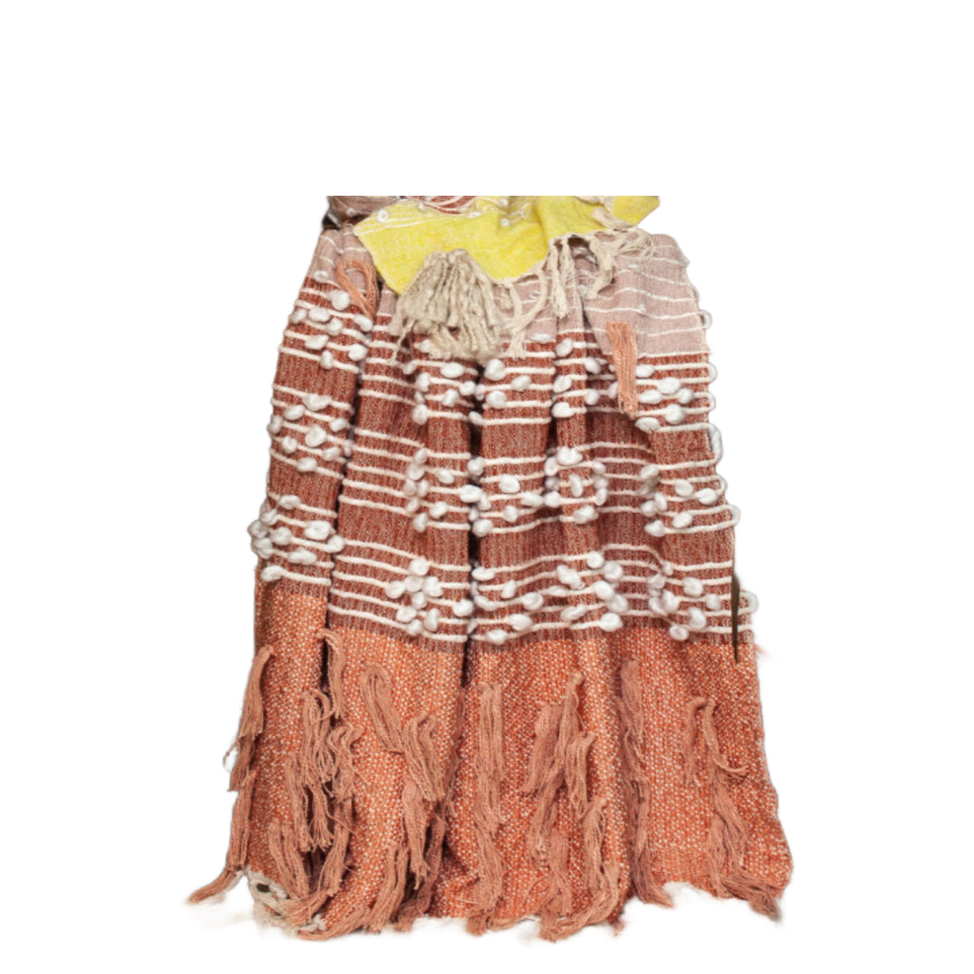 Burnt Orange & Yellow Reversible Woven Throw