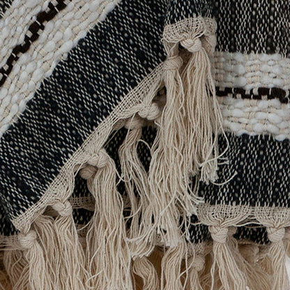 Beige/Black/Green Woven Wool Throw