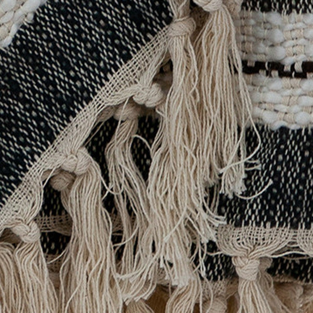 Beige/Black/Green Woven Wool Throw