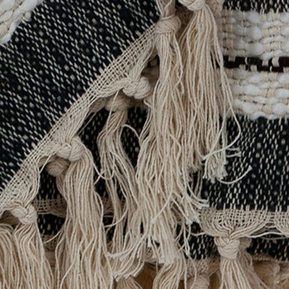 Beige/Black/Green Woven Wool Throw